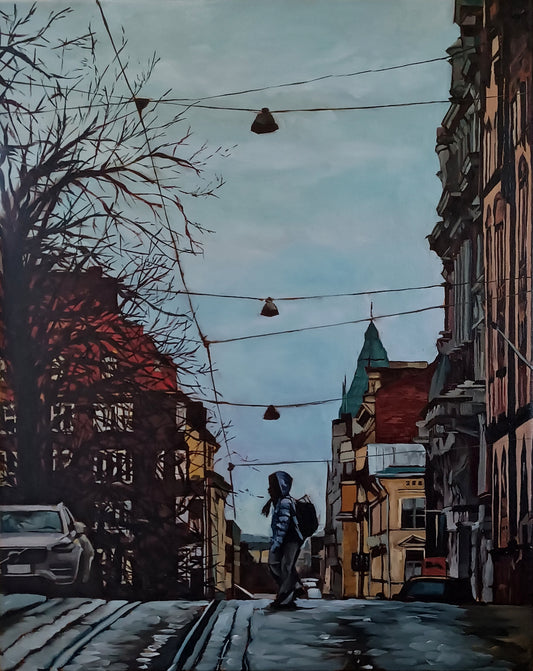 'Kylmä Korkeavuorenkadulla', Helsinki 50x40cm